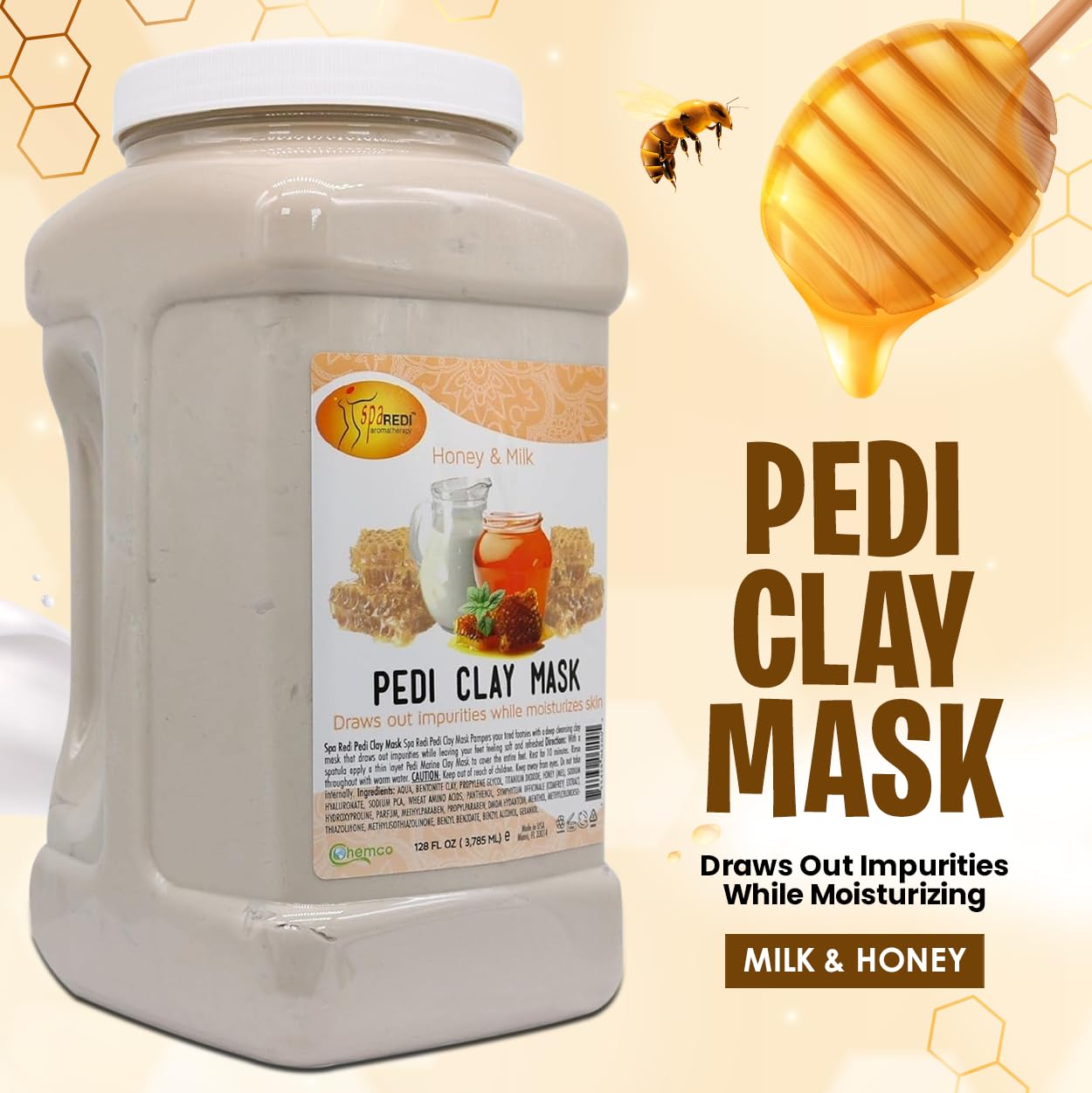 SPA REDI Clay Mask - Detoxifying, Hydrating &amp; Pore Purifying for Body and Pedicure