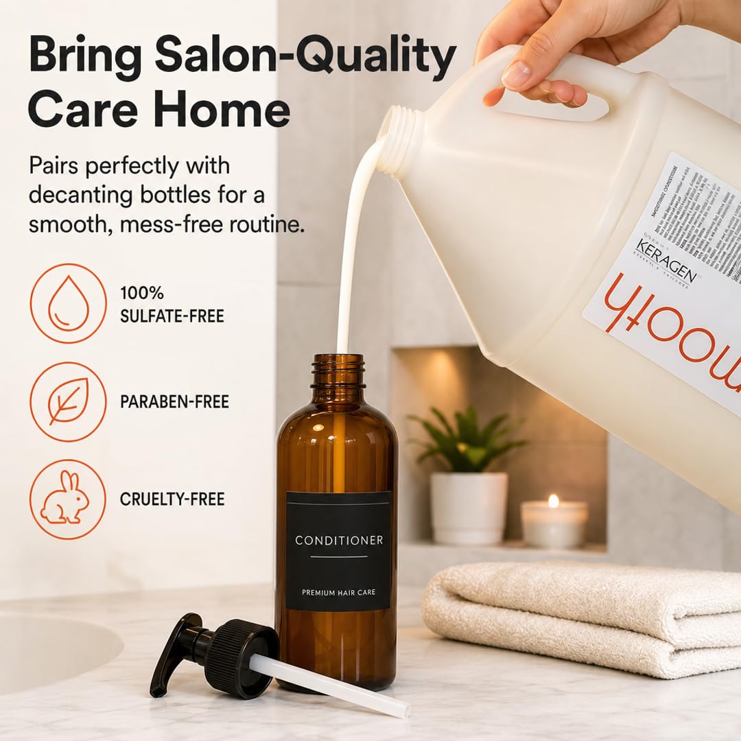KERAGEN Smoothing Shampoo &amp; Conditioner - Keratin &amp; Collagen Infused Frizz Control System