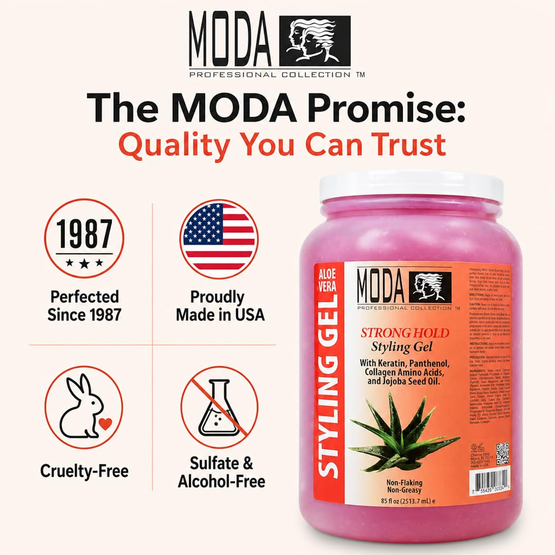 MODA Regular Hold Styling Gel – Nourishes &amp; Repairs with Glycerin, Keratin, Panthenol, Collagen &amp; Vitamin E – Long-Lasting Flexible Hold for All Hair Types - Beauty Market Online