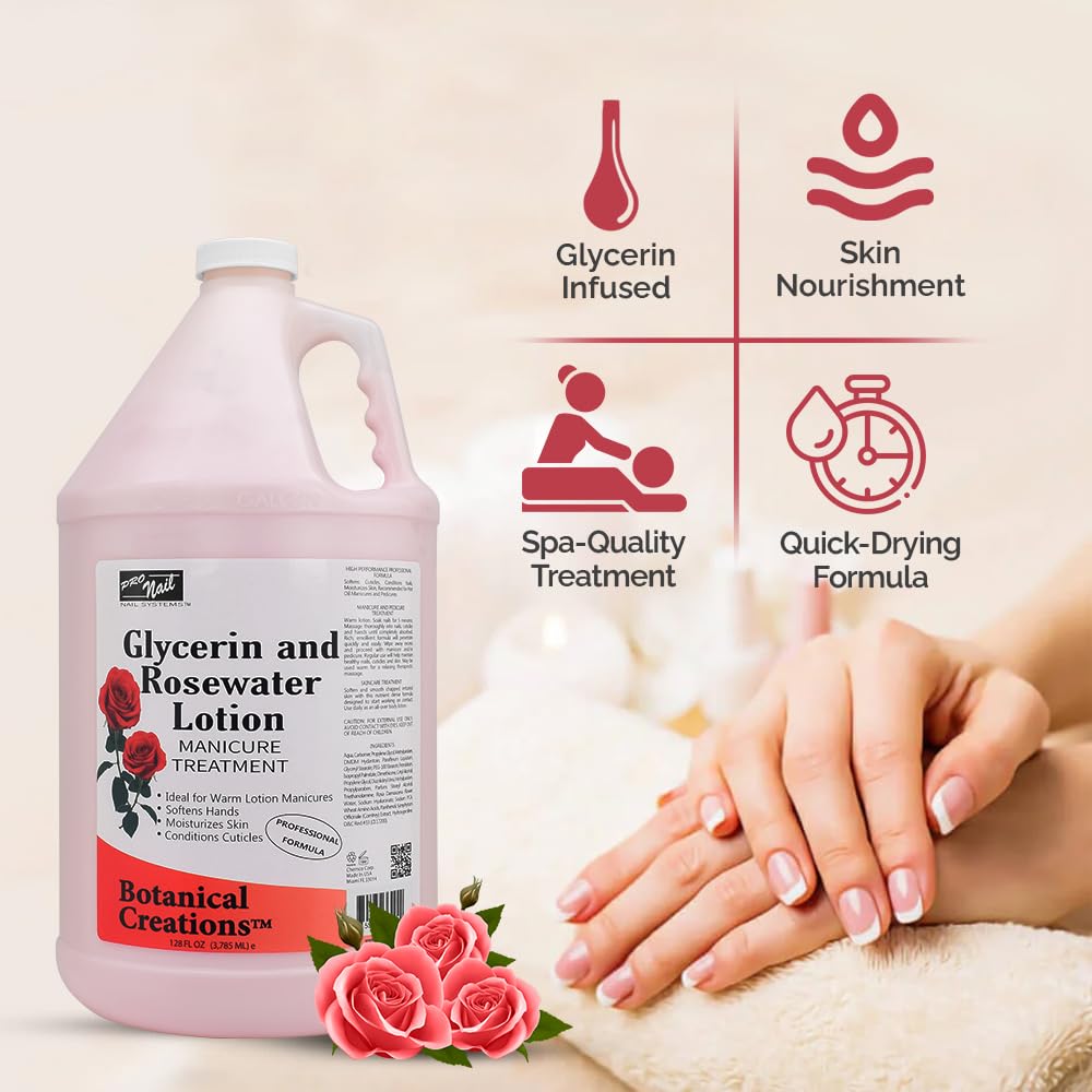 PRO NAIL Glycerin and Rosewater Lotion - Soothing Manicure Treatment