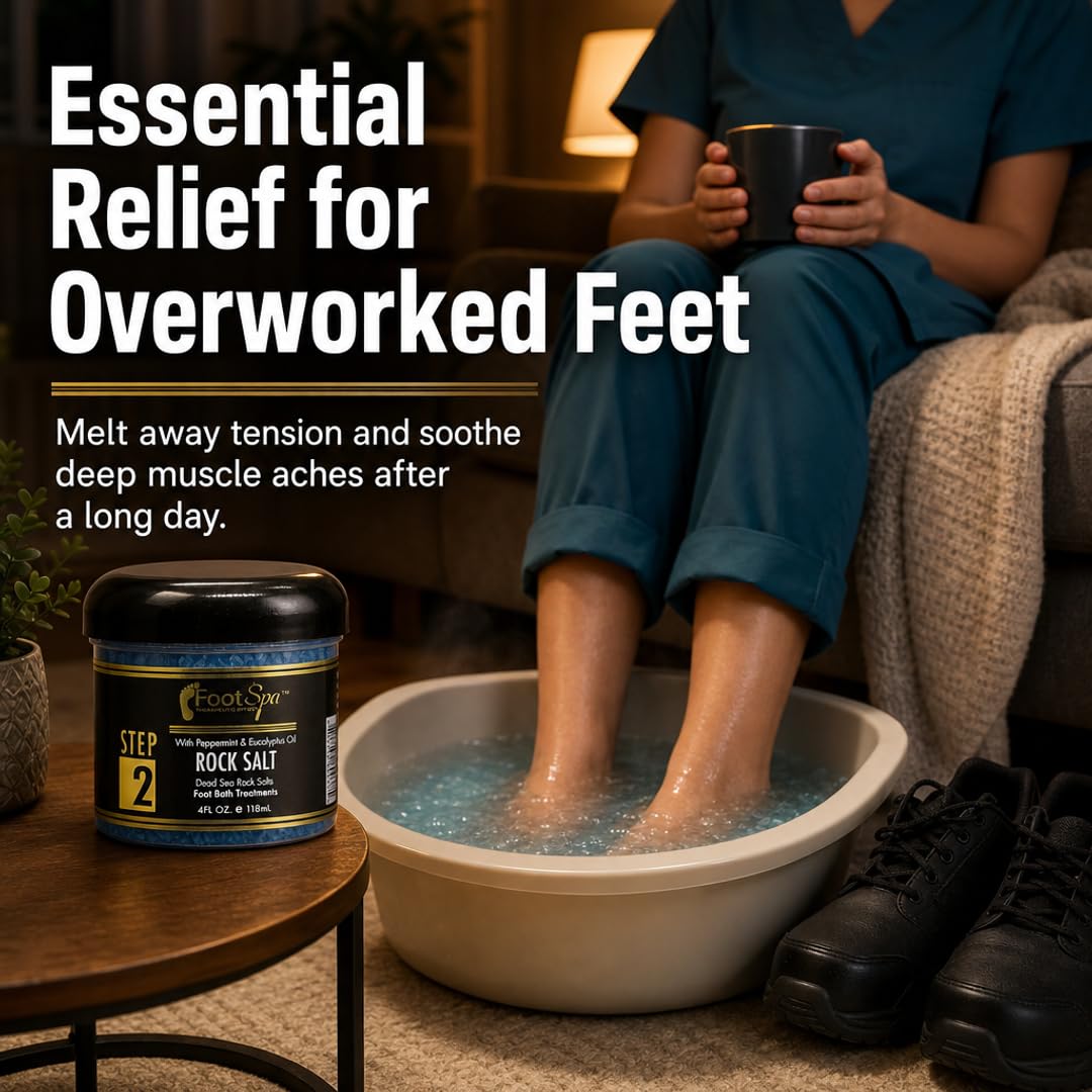 FOOT SPA - Bath Rock Salt with Eucalyptus &amp; Peppermint Oil – Relax, Refresh &amp; Rejuvenate Available in a Variety of Flavors and Sizes