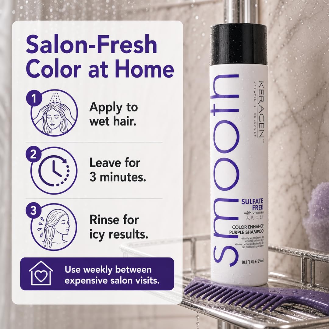 KERAGEN Purple Shampoo &amp; Conditioner - Toning System for Blonde &amp; Silver Hair