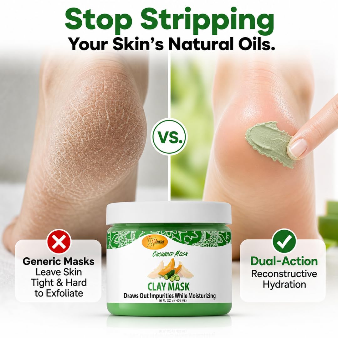 SPA REDI Clay Mask - Detoxifying, Hydrating &amp; Pore Purifying for Body and Pedicure