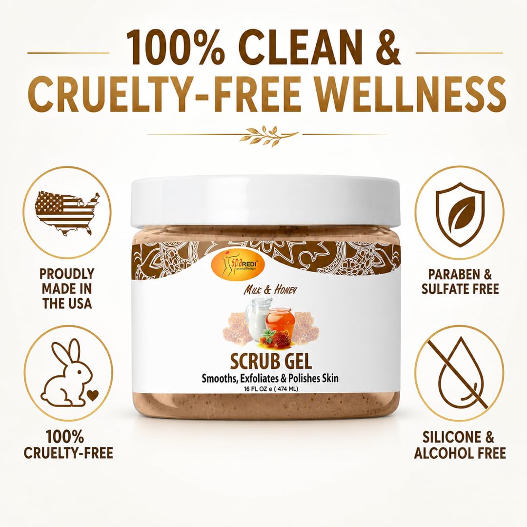 SPA REDI Exfoliating Scrub Pumice Gel - Hydrating Body Exfoliator with Hyaluronic Acid - Refresh &amp; Revitalize
