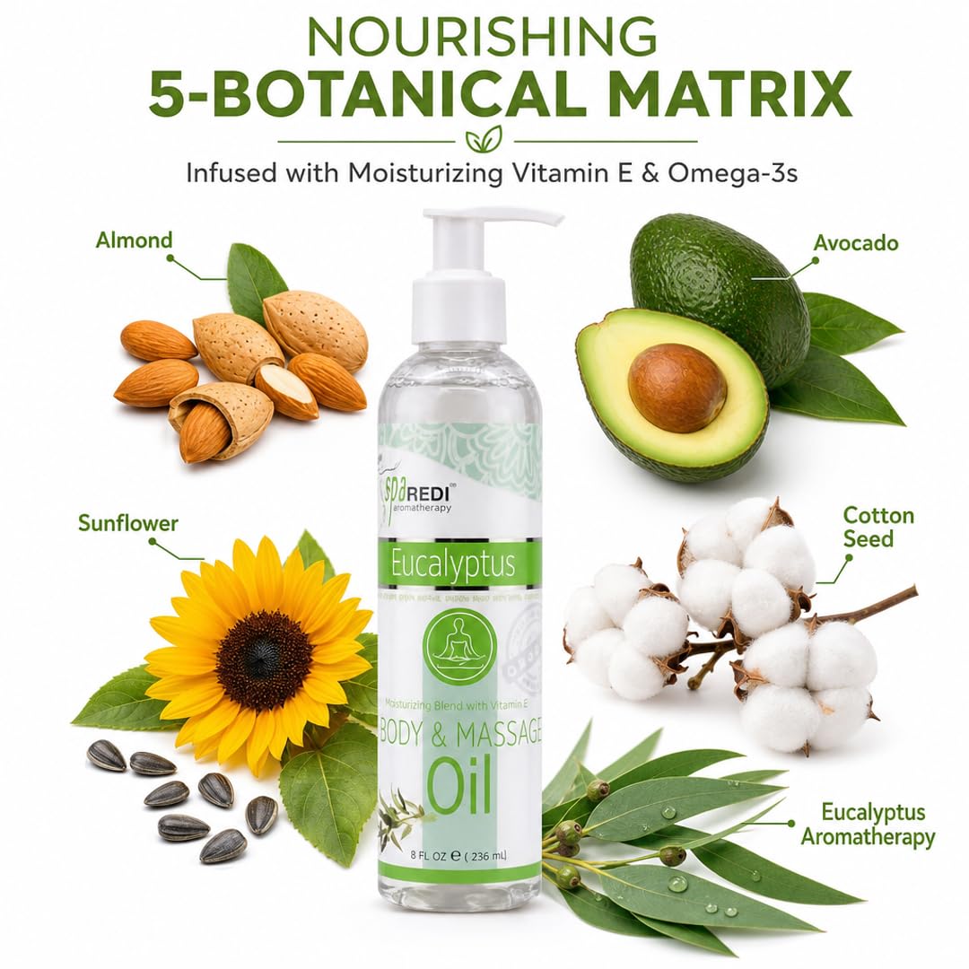 SPA REDI Massage Oil - Soothing Relief for Sore Muscles &amp; Hydrated Skin