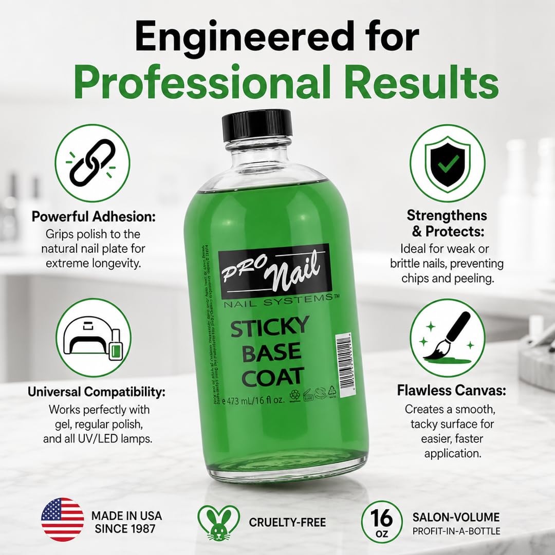 PRO NAIL Sticky Base Coat - Enhances Adhesion for Long-Lasting Nail Polish - Beauty Market Online