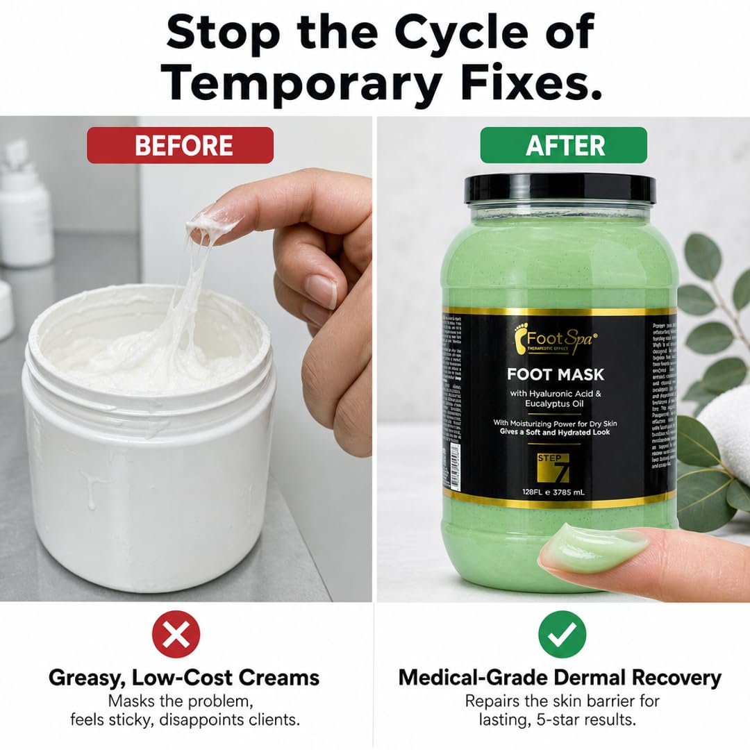 Foot Spa Cream Mask – 128oz Bulk Refill Gallon with Peppermint &amp; Eucalyptus Oil – Hydrating Pedicure &amp; Massage Treatment for Tired Feet &amp; Body – Infused with Hyaluronic Acid, Amino Acids &amp; Panthenol - Beauty Market Online