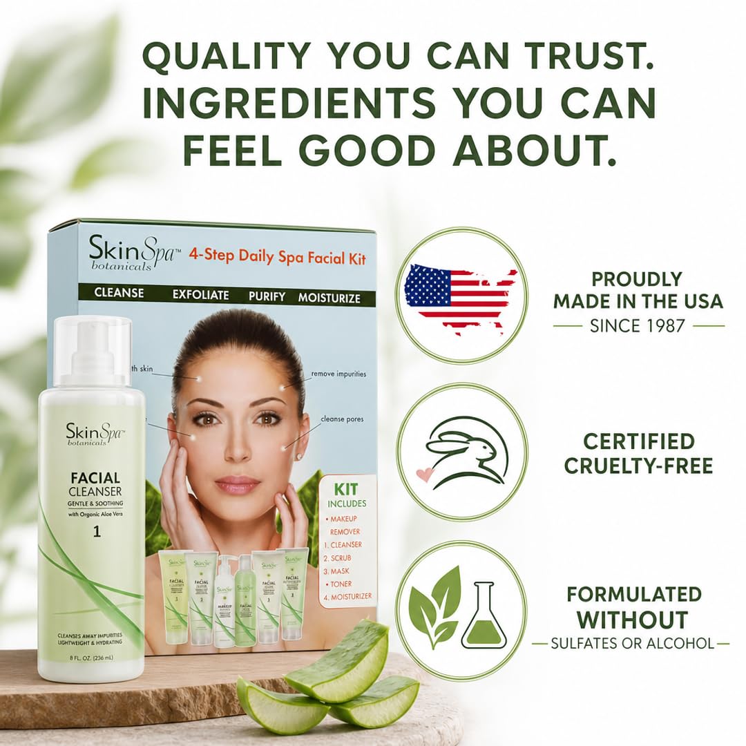 SKIN SPA Facial Cleanser Set with aloe vera 8 oz