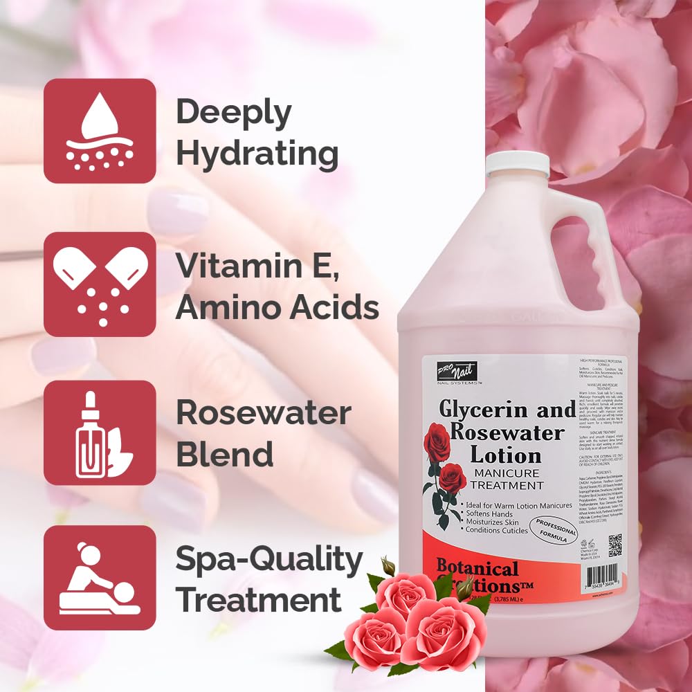 PRO NAIL Glycerin and Rosewater Lotion - Soothing Manicure Treatment