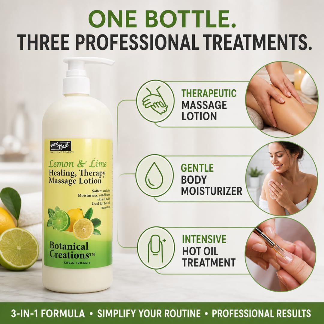 PRO NAIL Healing Therapy Massage Lotion - Nourishes &amp; Moisturizes Skin, Perfect for Pedicure, Manicure &amp; Body Care