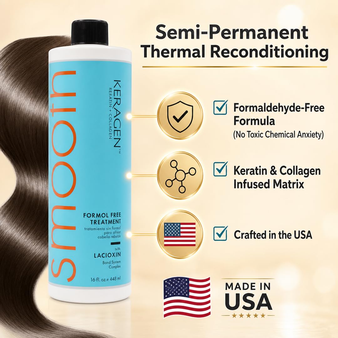 KERAGEN Brazilian Keratin Smoothing Treatment Formaldehyde-Free Blowout Straightening System