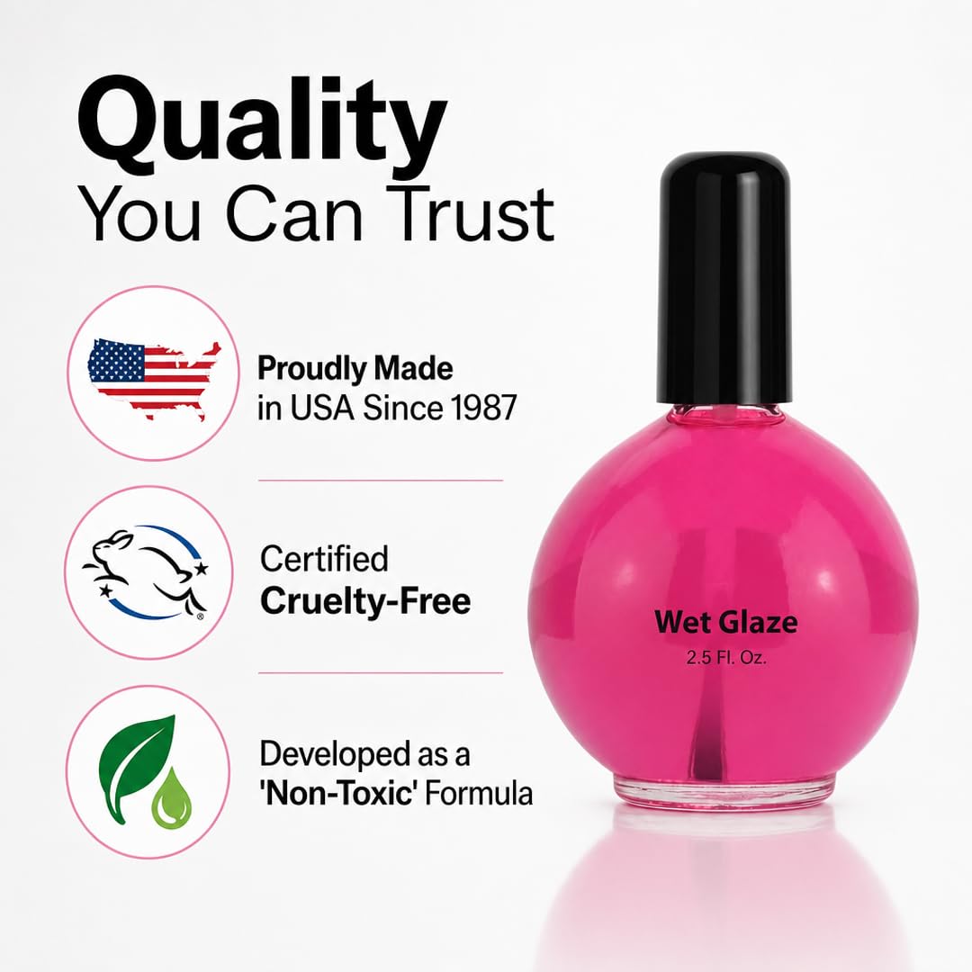 PRO NAIL Wet Glaze - Clear Quick Top Coat for Professional Shine &amp; Fast Drying
