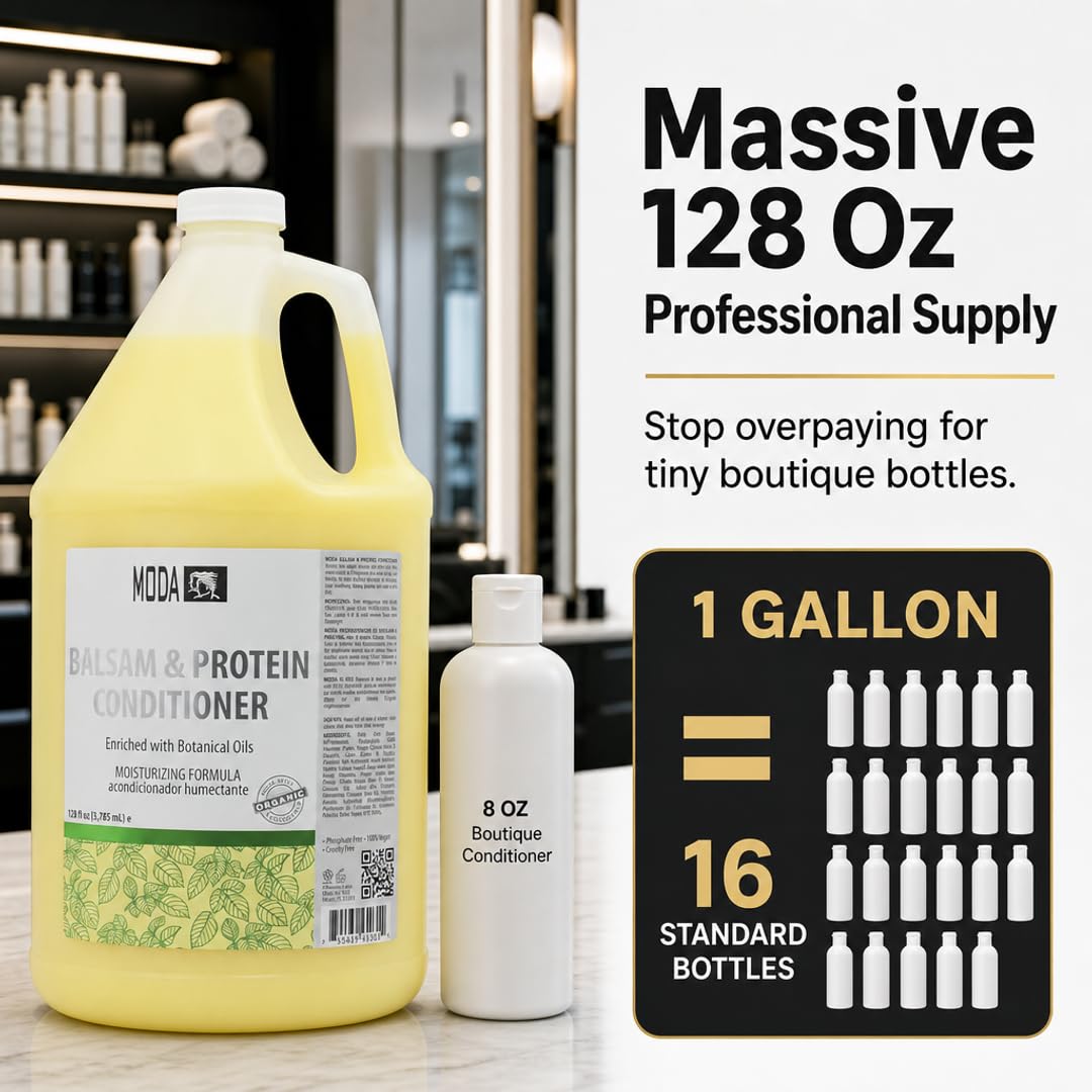 MODA Moisturizing Conditioner for All Hair Types – Professional Treatment – Balsam and Protein Formula – Strengthens, Hydrates, Adds Volume, Restores Shine and Protects Color