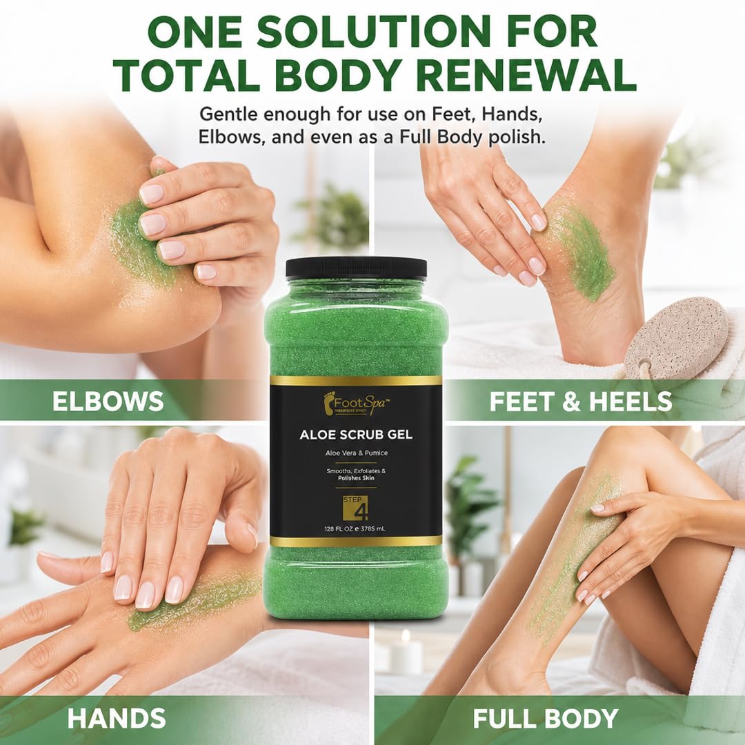 Foot Spa Exfoliating Scrub Gel – Bulk Refill Gallon for Manicure, Pedicure &amp; Body – Infused with Aloe Vera &amp; Salicylic Acid – Professional Exfoliator for Smooth, Polished &amp; Hydrated Skin