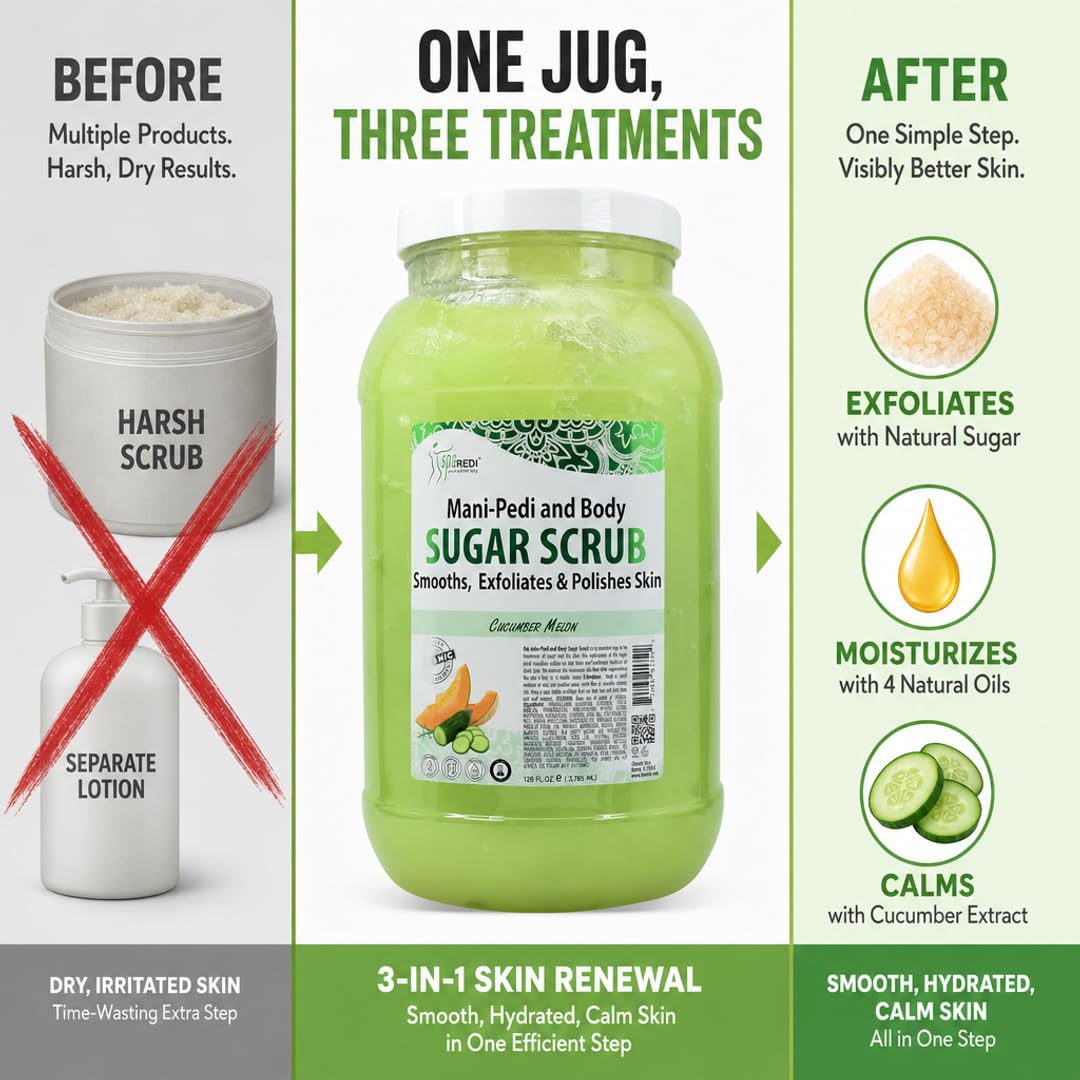 SPA REDI Sugar Body Scrub - Exfoliating &amp; Moisturizing for Smooth, Fresh Skin