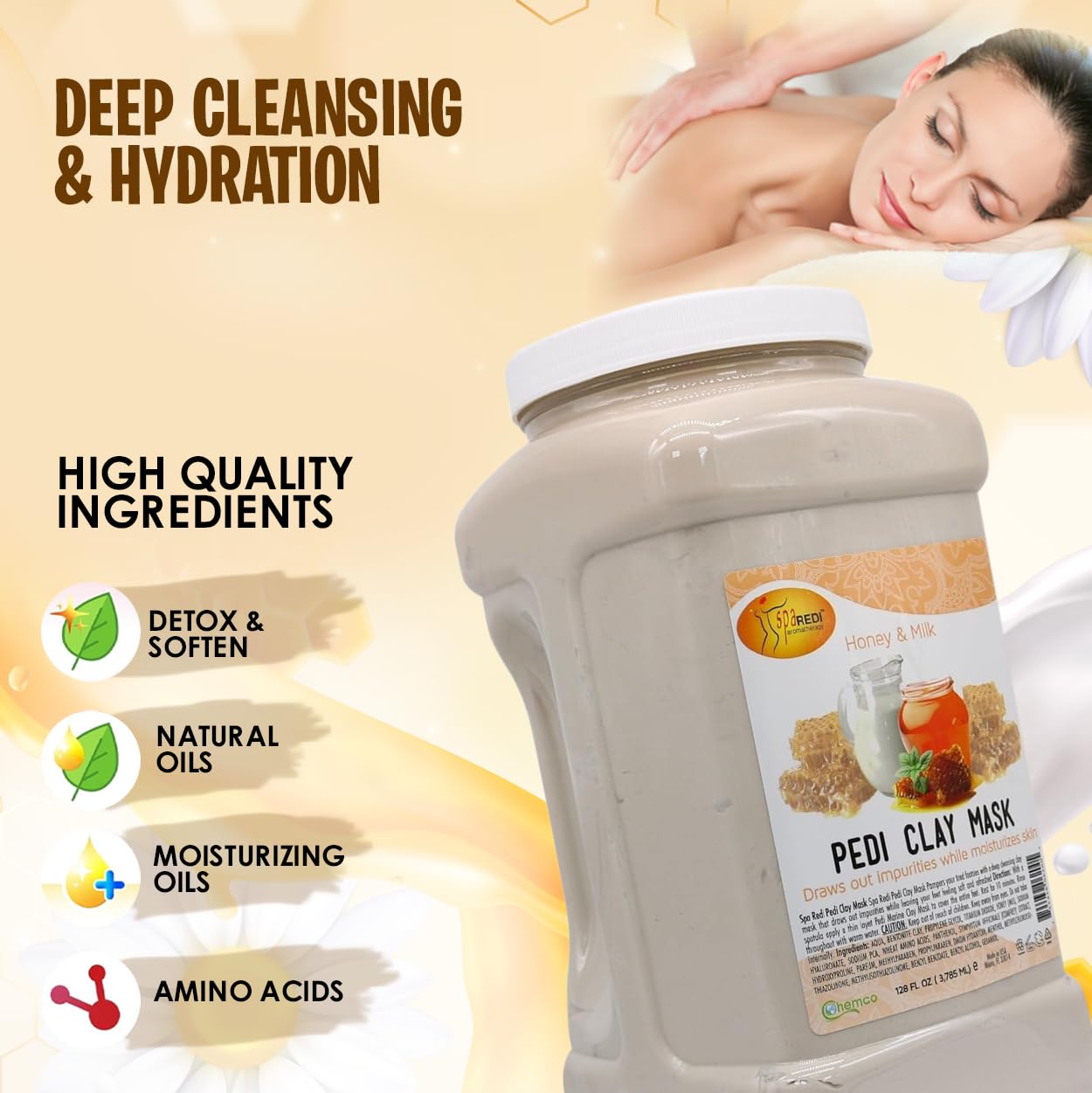 SPA REDI Clay Mask - Detoxifying, Hydrating &amp; Pore Purifying for Body and Pedicure