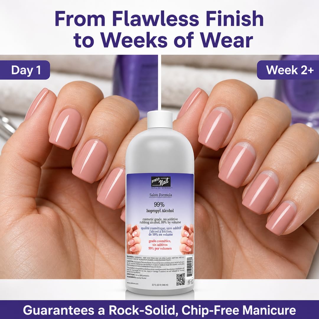 PRO NAIL Isopropyl Alcohol - Cleans, Sanitizes, and Disinfects with Antiseptic Properties
