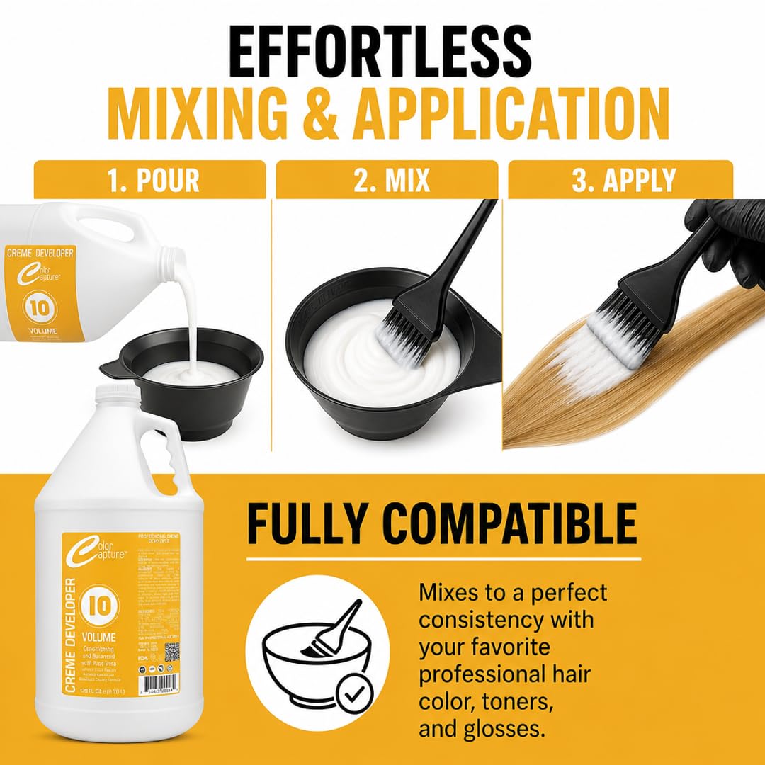 COLOR CAPTURE - Cream Developer, Hair Color Enhancer - Provides Consistent, Vibrant Results for Professional Coloring