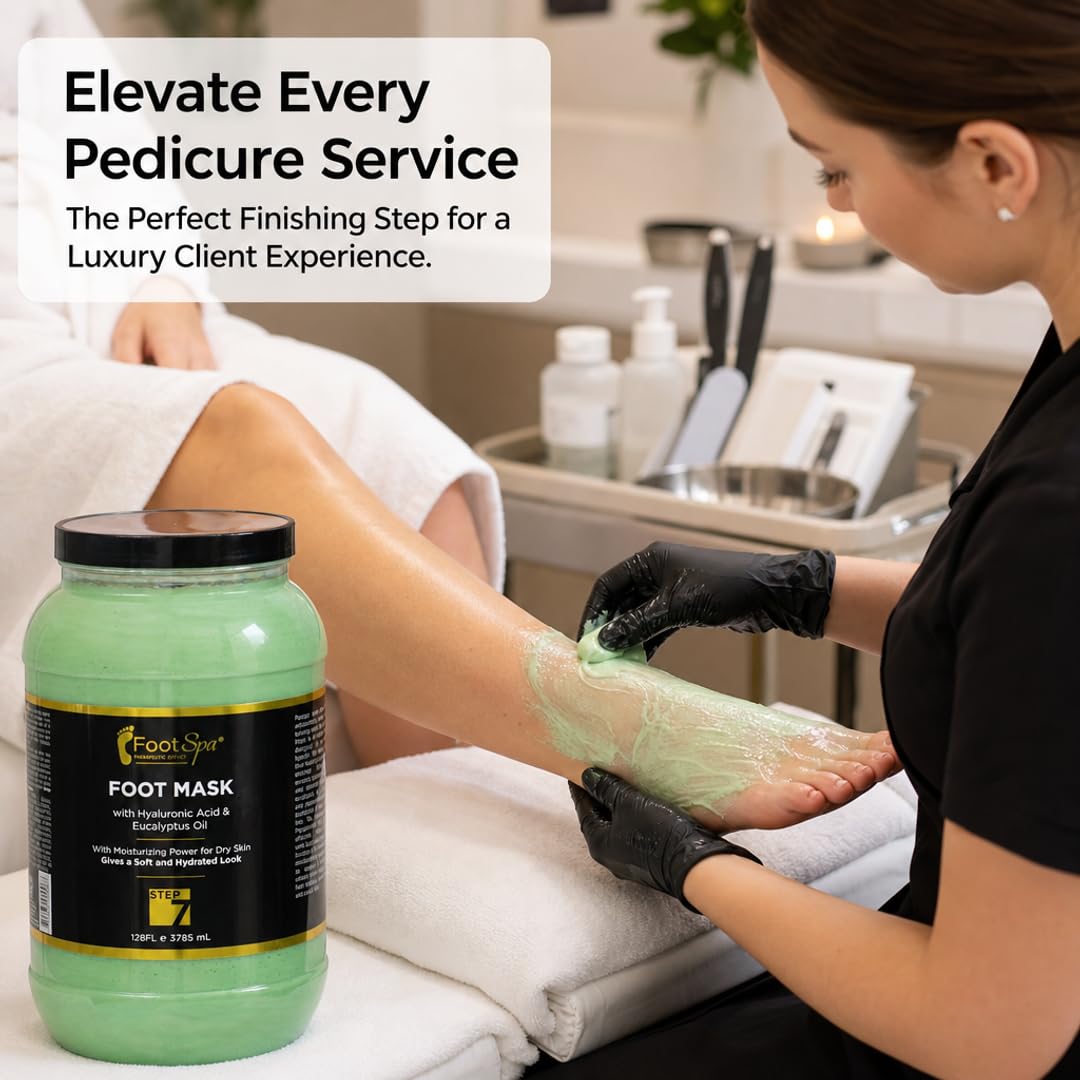 Foot Spa Cream Mask – 128oz Bulk Refill Gallon with Peppermint &amp; Eucalyptus Oil – Hydrating Pedicure &amp; Massage Treatment for Tired Feet &amp; Body – Infused with Hyaluronic Acid, Amino Acids &amp; Panthenol - Beauty Market Online