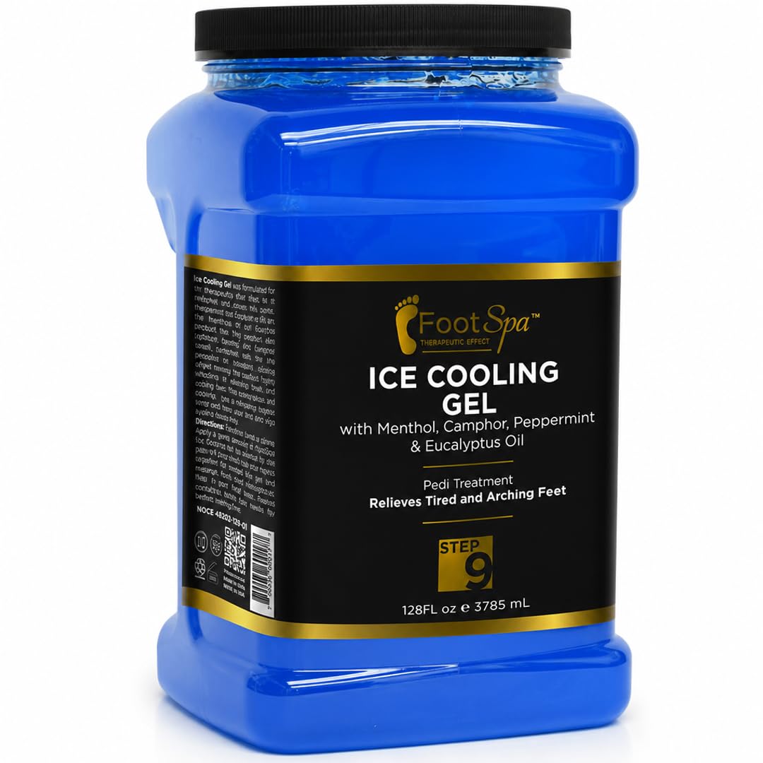 Foot Spa Massage Cooling Gel – Professional Strength Ice Cooling Therapy for Pedicure &amp; Foot Care – Infused with Menthol, Camphor, Peppermint &amp; Eucalyptus Oil for Soothing Relief &amp; Refreshing Hydration - Beauty Market Online