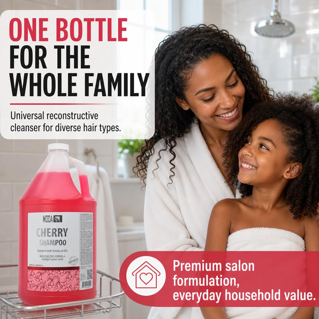 MODA - Moisturizing Shampoo for All Hair Types, Balsam and Protein, Professional - Deep Cleansing and Conditioning - Strengthens, Restores, and Adds Shine