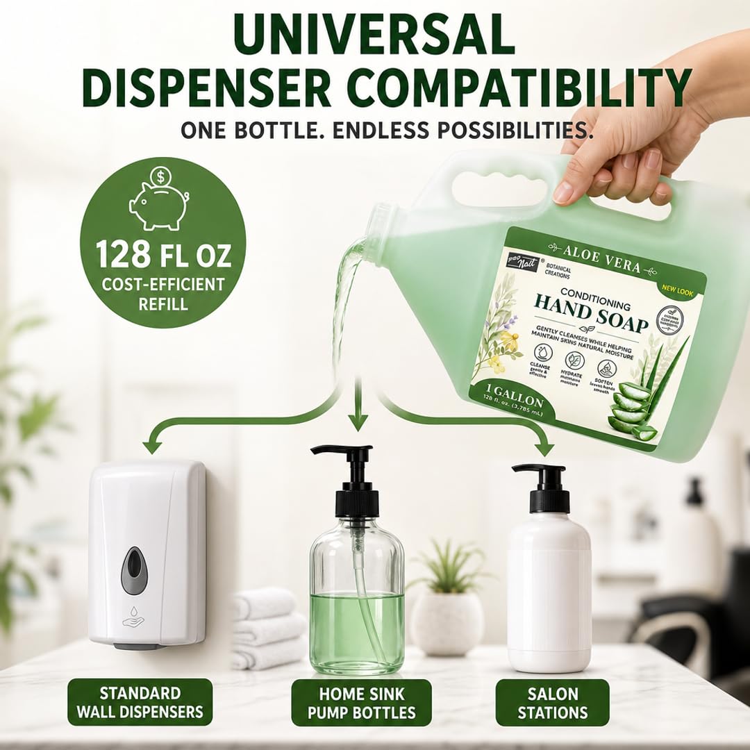 PRO NAIL Liquid Hand Soap Refill - Deeply Cleanses &amp; Hydrates - Aloe Vera &amp; Cherry - Bulk Size