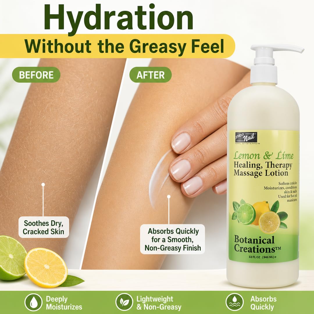 PRO NAIL Healing Therapy Massage Lotion - Nourishes &amp; Moisturizes Skin, Perfect for Pedicure, Manicure &amp; Body Care