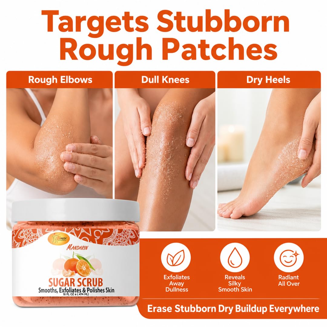 SPA REDI Sugar Body Scrub - Exfoliating &amp; Moisturizing for Smooth, Fresh Skin