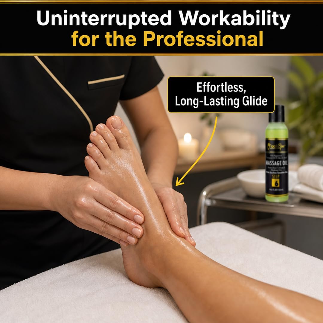 Foot Spa Massage Oil – Professional Massage Therapy with Tea Tree, Peppermint &amp; Eucalyptus – Deeply Hydrating for Full Body, Manicure &amp; Pedicure – Soothes Sore Muscles &amp; Repairs Dry Skin