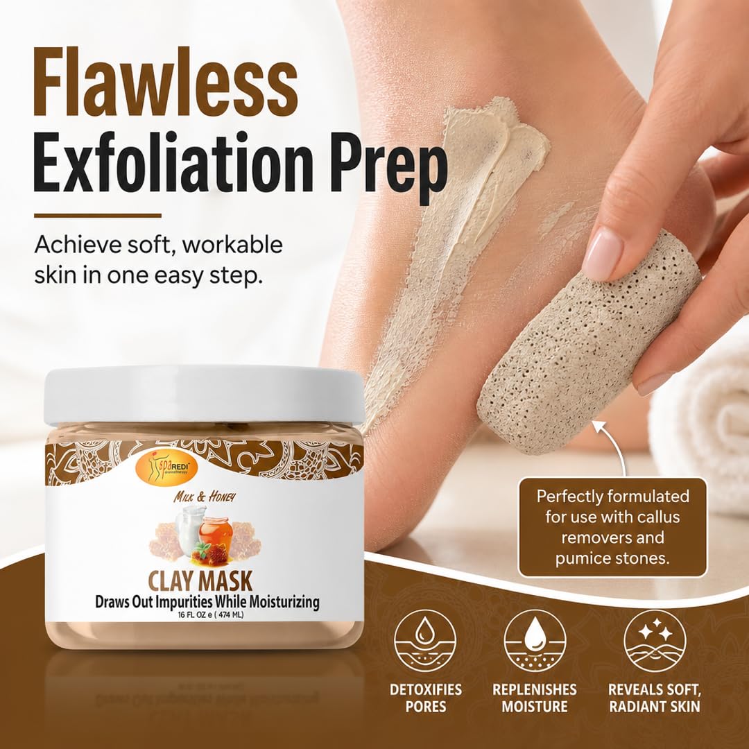 SPA REDI Clay Mask - Detoxifying, Hydrating &amp; Pore Purifying for Body and Pedicure