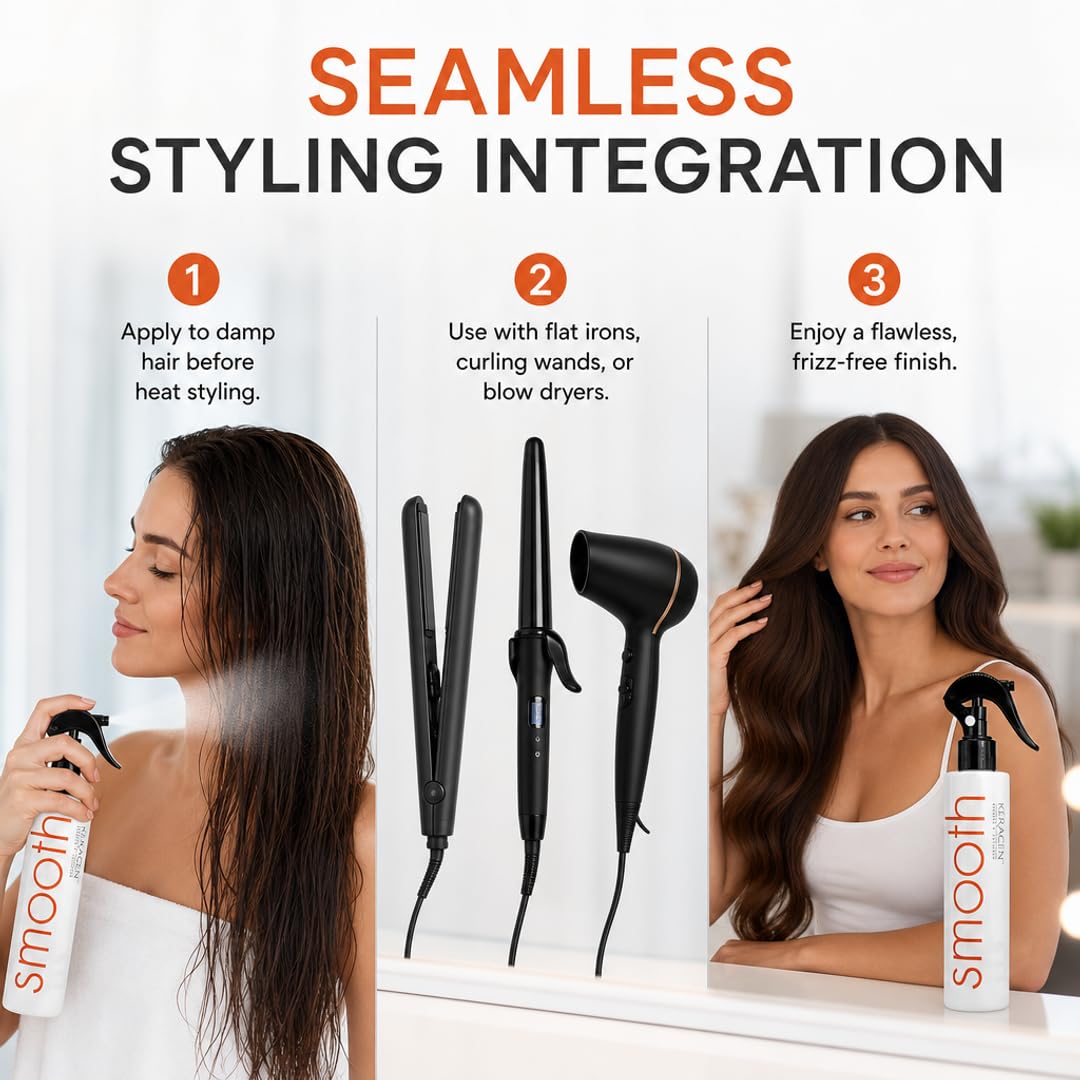KERAGEN Heat Protectant Spray - Thermal Protection with Keratin &amp; Collagen