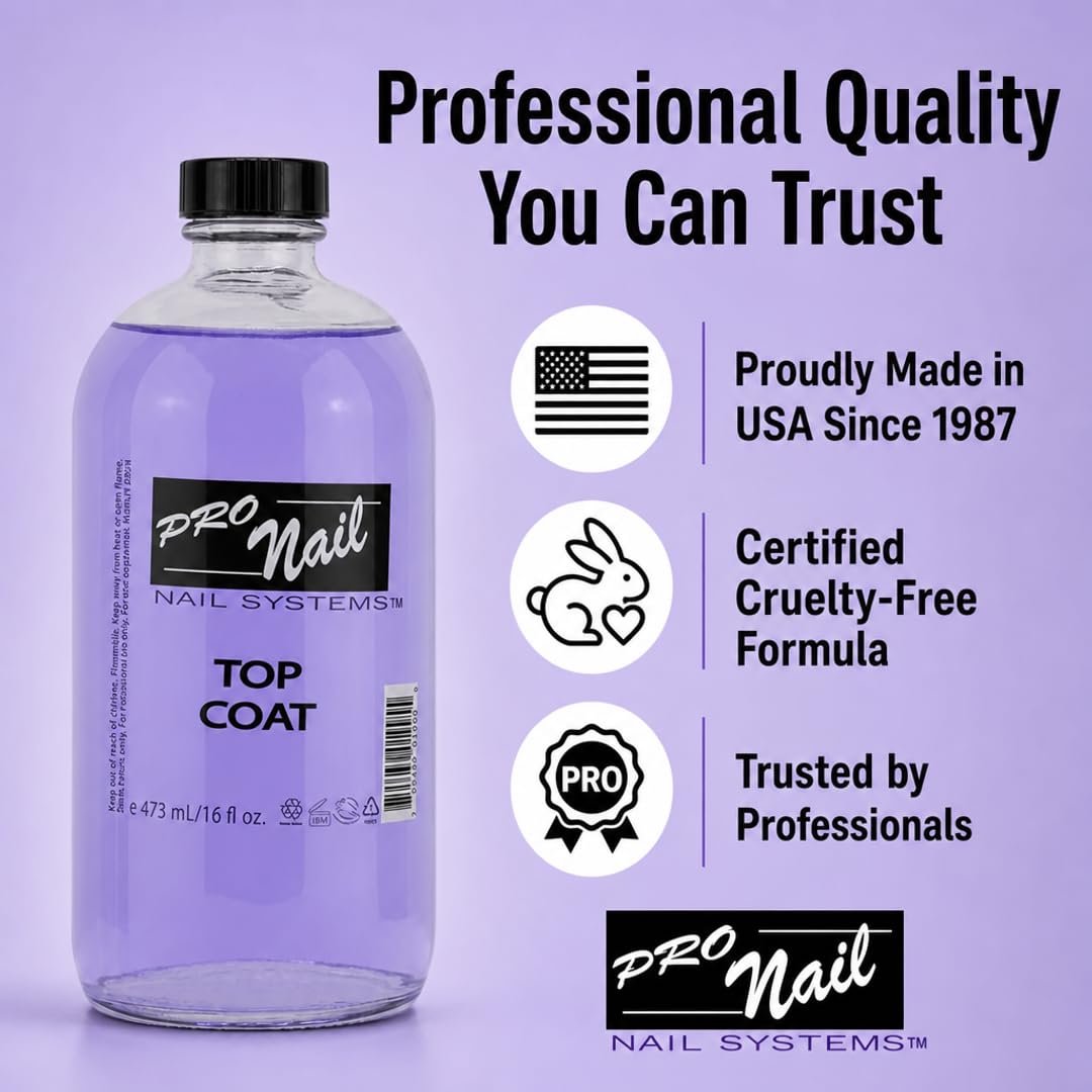 PRO NAIL - Nail Polish Top Coat - High Gloss, Chip Resistant, Long-Lasting Shine for Manicure &amp; Pedicure