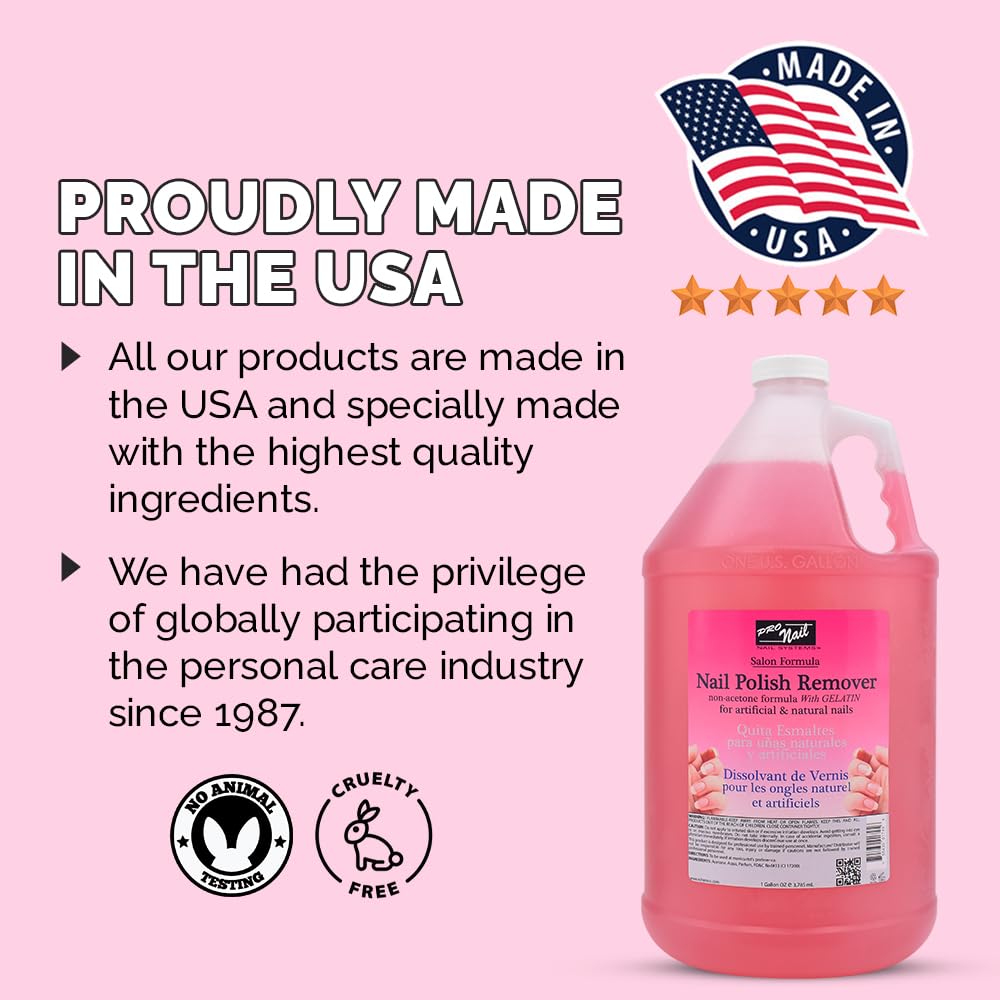PRO NAIL - Non-Acetone Nail Polish Remover - Professional Strength, Gentle on Nails, Maximum Effectiveness
