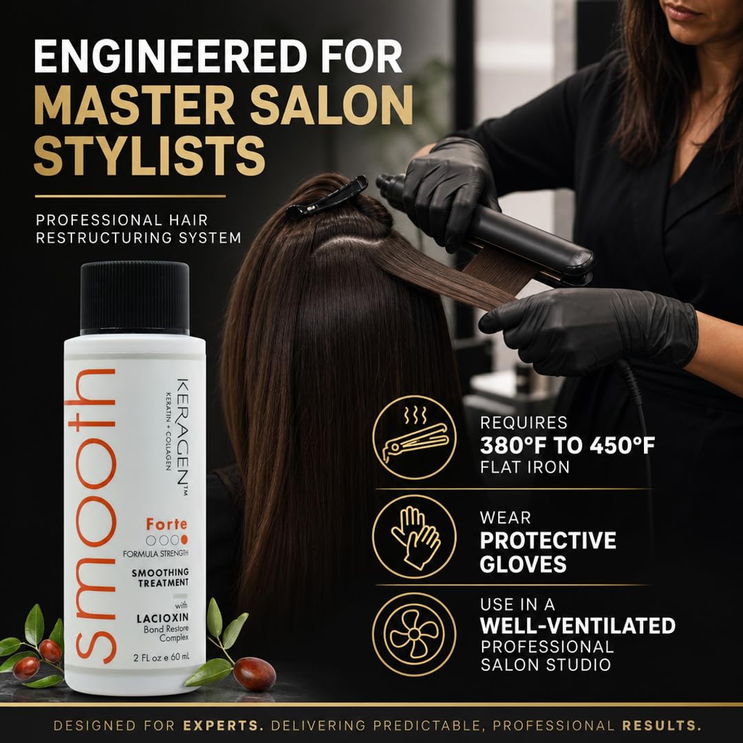 KERAGEN Brazilian Keratin Treatment - Professional Smoothing Kit for Frizzy Hair