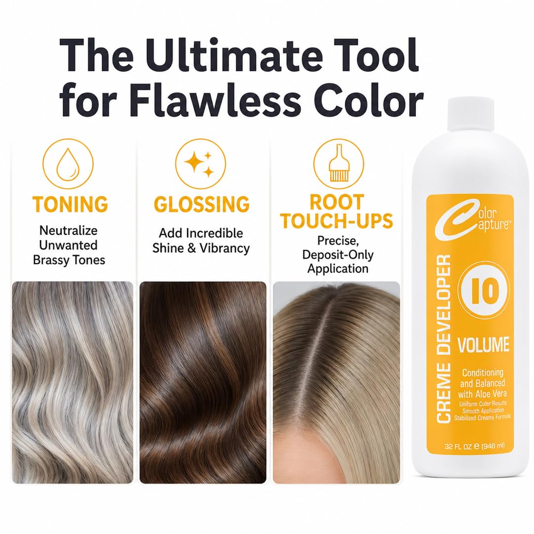 COLOR CAPTURE - Cream Developer, Hair Color Enhancer - Provides Consistent, Vibrant Results for Professional Coloring