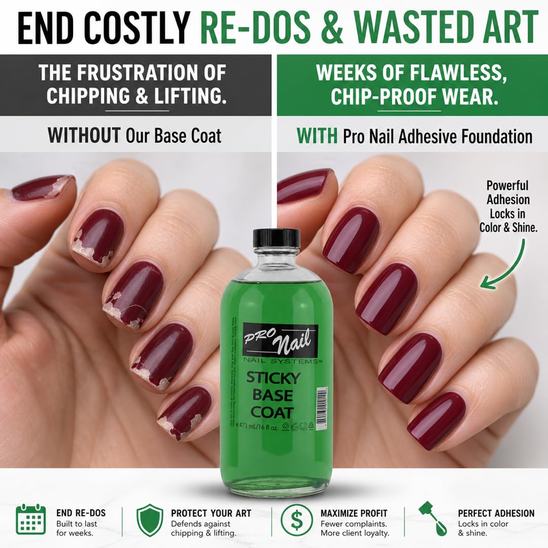 PRO NAIL Sticky Base Coat - Enhances Adhesion for Long-Lasting Nail Polish - Beauty Market Online