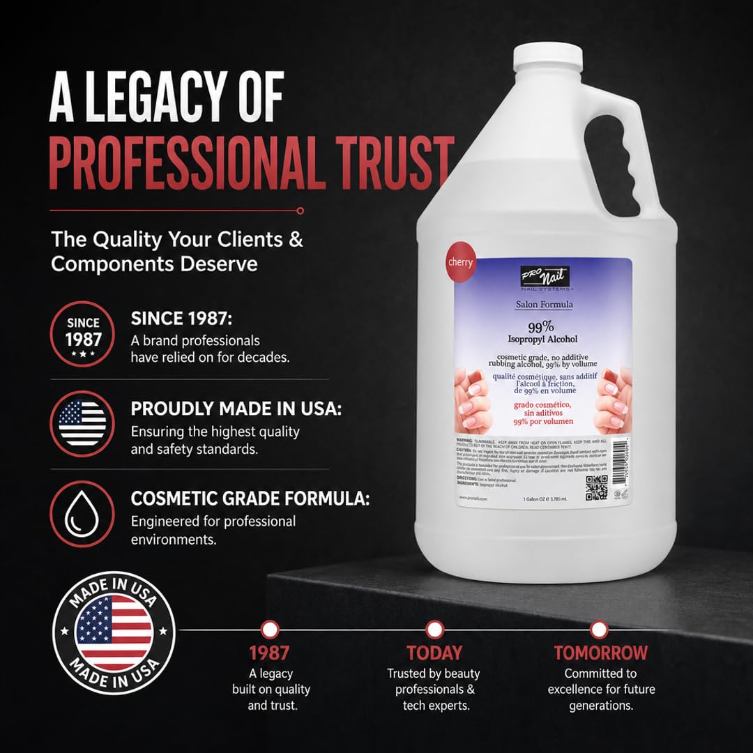 PRO NAIL Isopropyl Alcohol - Cleans, Sanitizes, and Disinfects with Antiseptic Properties