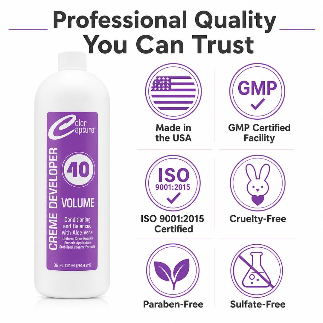 COLOR CAPTURE - Cream Developer, Hair Color Enhancer - Provides Consistent, Vibrant Results for Professional Coloring