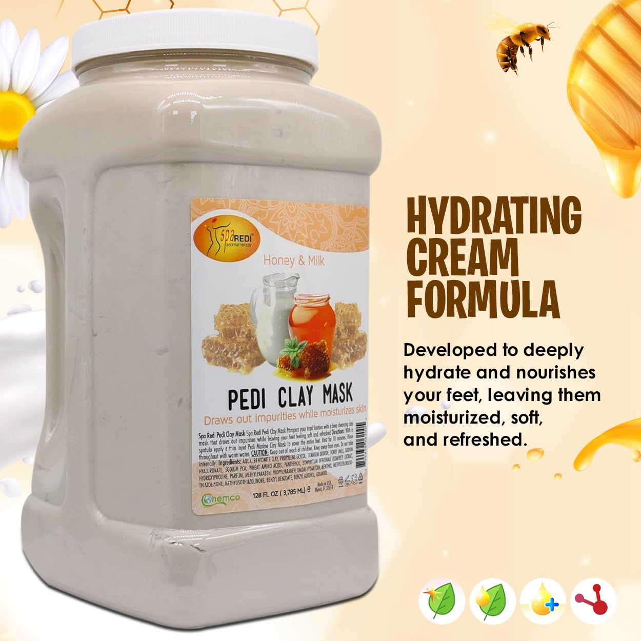 SPA REDI Clay Mask - Detoxifying, Hydrating &amp; Pore Purifying for Body and Pedicure