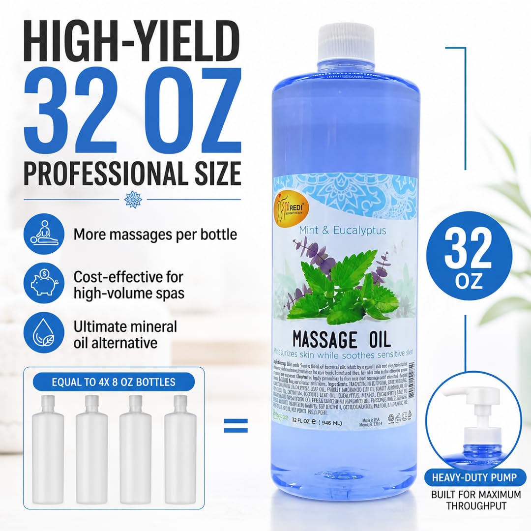 SPA REDI Massage Oil - Soothing Relief for Sore Muscles &amp; Hydrated Skin