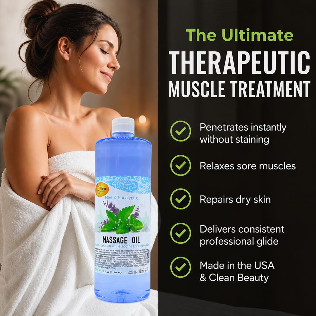 SPA REDI Massage Oil - Soothing Relief for Sore Muscles &amp; Hydrated Skin