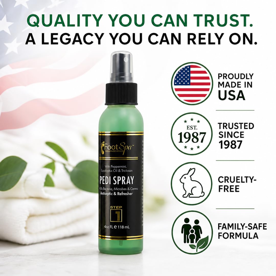 Pedi Spray Antiseptic - Mint &amp; Eucalyptus - Refreshing Foot Care Spray for Clean &amp; Revitalized Feet