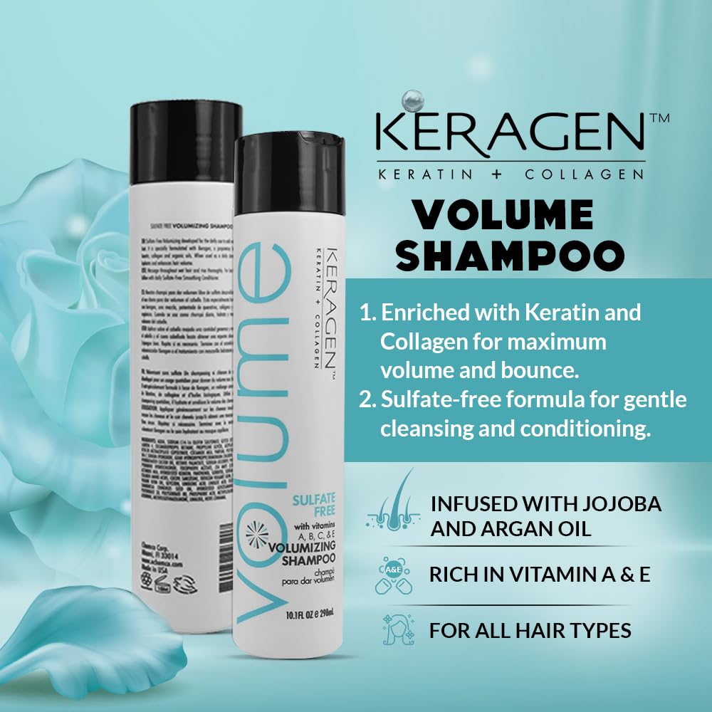 KERAGEN Volumizing Shampoo &amp; Conditioner Duo for Fine Hair