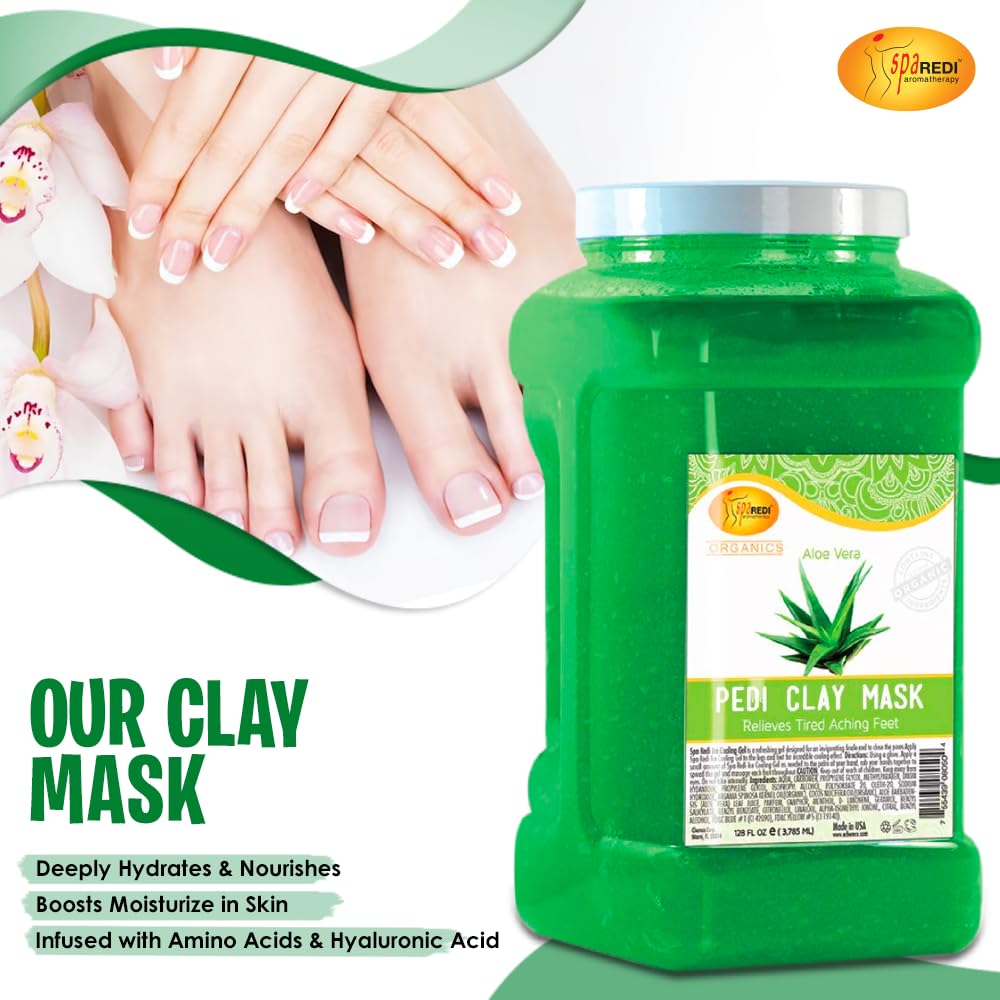 SPA REDI Clay Mask - Aloe Vera Detox - Deep Cleansing &amp; Hydrating - 128 Oz