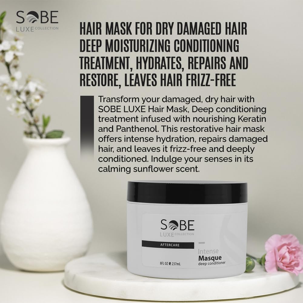 SOBE LUXE - Deep Moisturizing Hair Mask for Dry Damaged Hair, 8 Oz - Repairs &amp; Restores, Frizz-Free