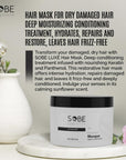 SOBE LUXE - Deep Moisturizing Hair Mask for Dry Damaged Hair, 8 Oz - Repairs & Restores, Frizz-Free