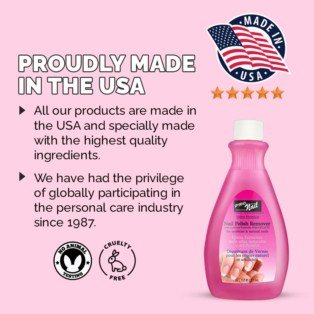PRO NAIL - Non-Acetone Nail Polish Remover - Professional Strength, Gentle on Nails, Maximum Effectiveness