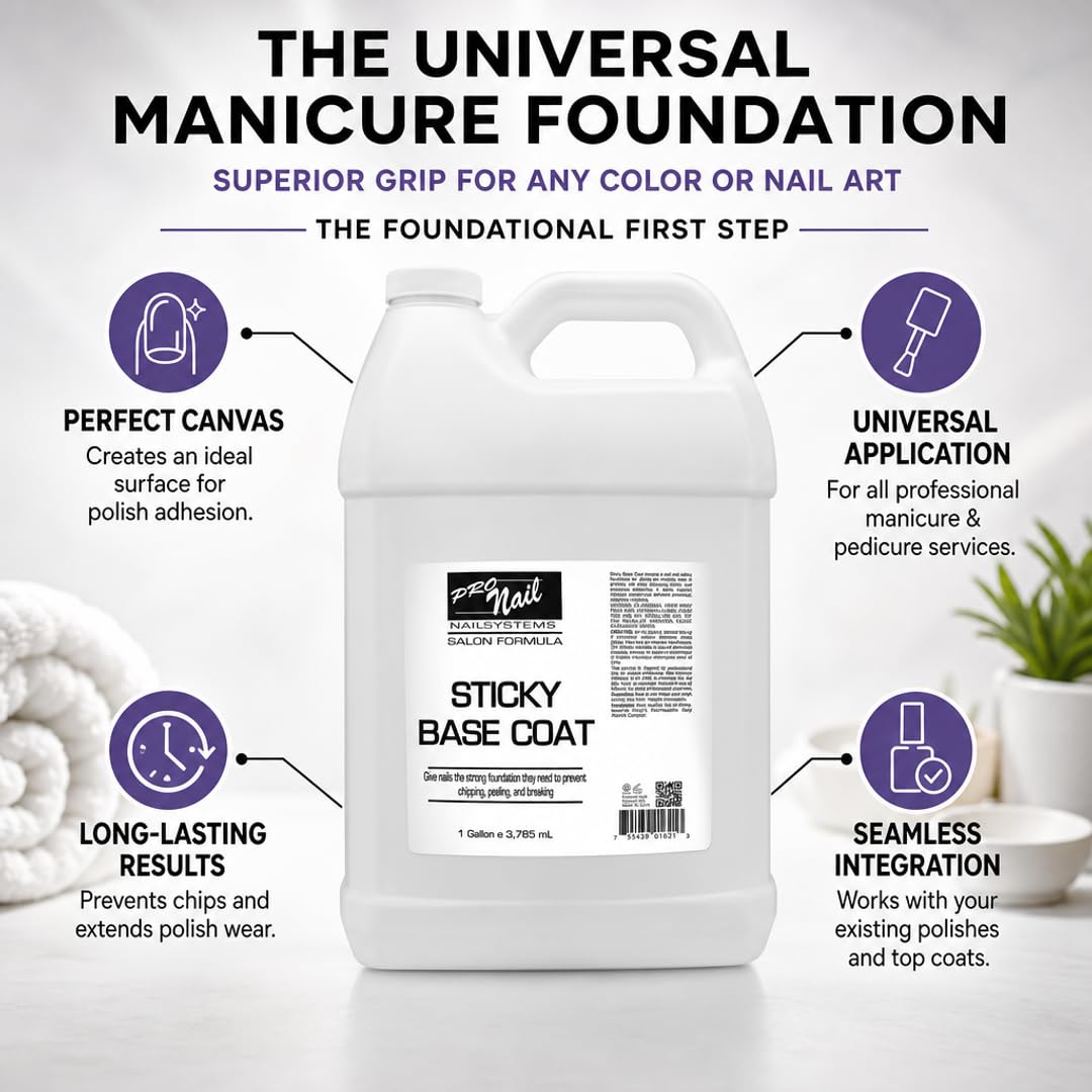 PRO NAIL Sticky Base Coat - Enhances Adhesion for Long-Lasting Nail Polish
