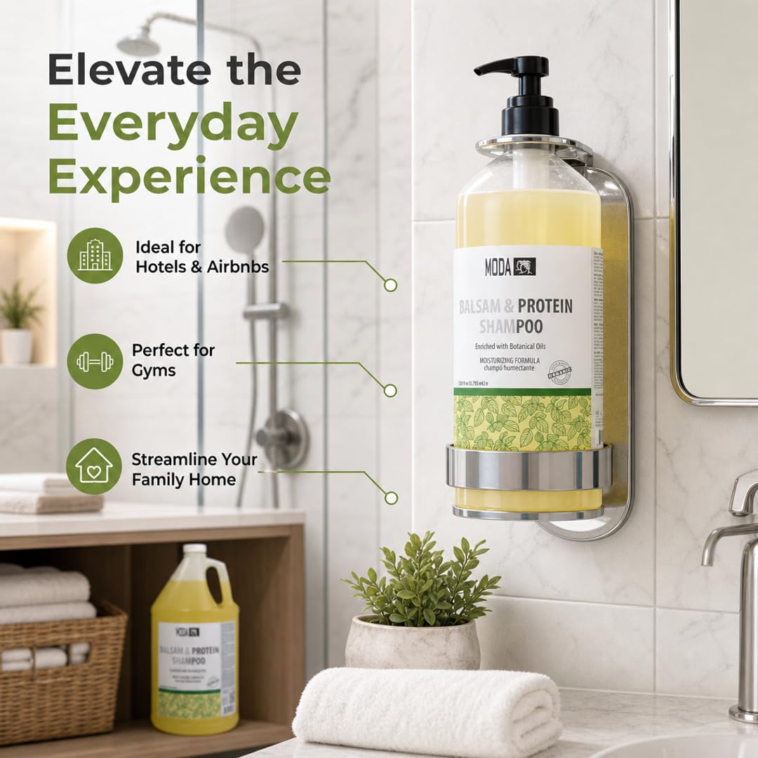 MODA - Moisturizing Shampoo for All Hair Types, Balsam and Protein, Professional - Deep Cleansing and Conditioning - Strengthens, Restores, and Adds Shine