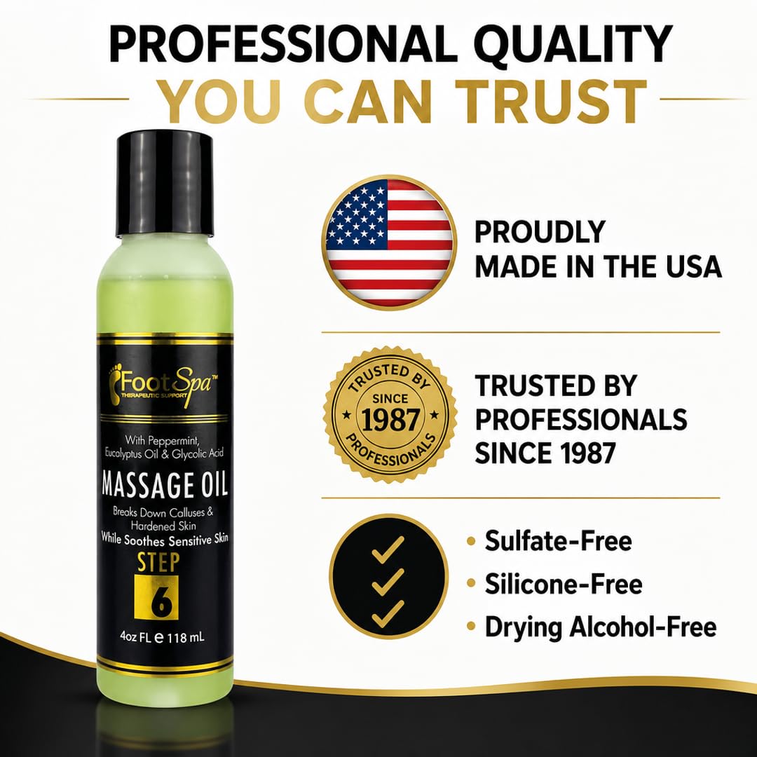 Foot Spa Massage Oil – Professional Massage Therapy with Tea Tree, Peppermint &amp; Eucalyptus – Deeply Hydrating for Full Body, Manicure &amp; Pedicure – Soothes Sore Muscles &amp; Repairs Dry Skin
